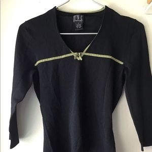 I.N.C. Black blouse with green trim